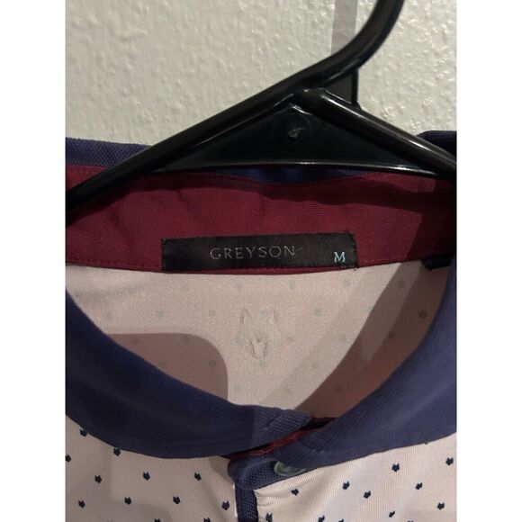 Greyson Mens Medium Pink Wolf All Over Print Pattern Golf Polo Shirt - Picture 4 of 8